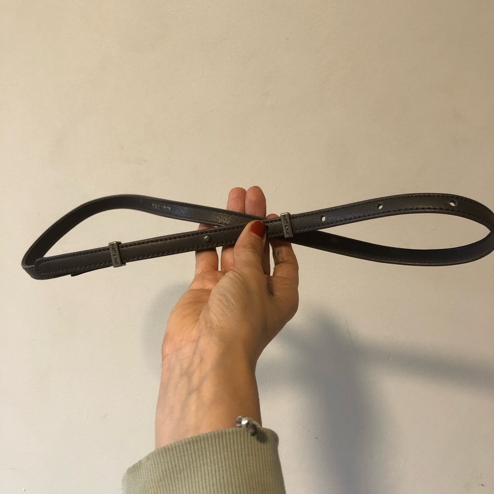 Matt & Nat Dark Grey Vegan Leather belt with Logo